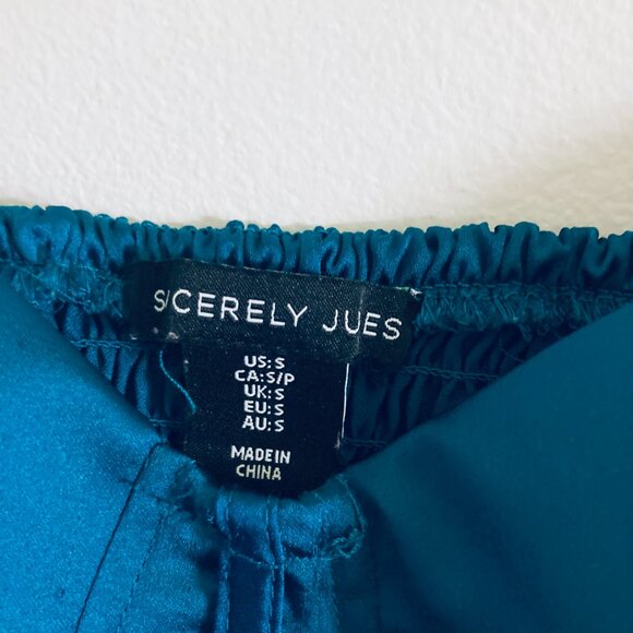 🌀 Dark Teal Satin Structured Bustier Top - Picture 4 of 5